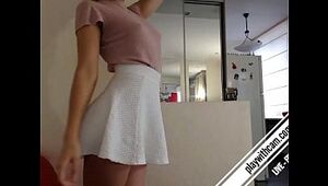 Can you guess what behind the skirt? full video come playwithcam.com