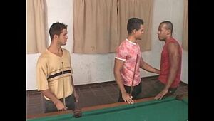 Hot gay threesome on the pool table